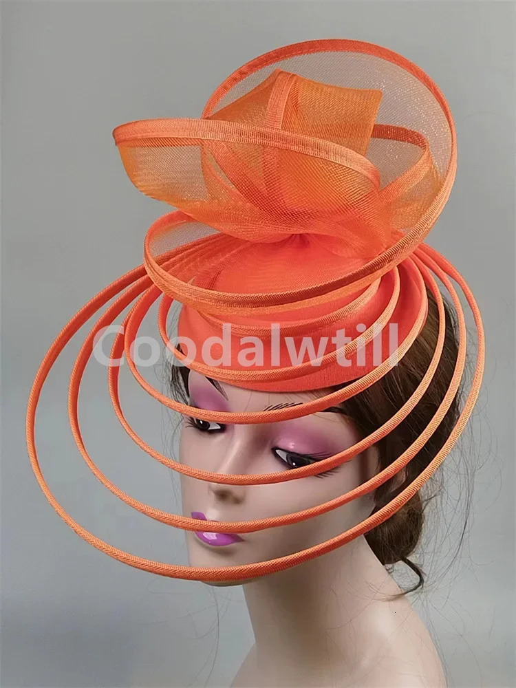 Big Fascinator Hat Royal Ascot Pillbox Caps Wedding Mesh Headpiece Women Party Banquet Chapeau Cap Headband Ladies Wedding250318
