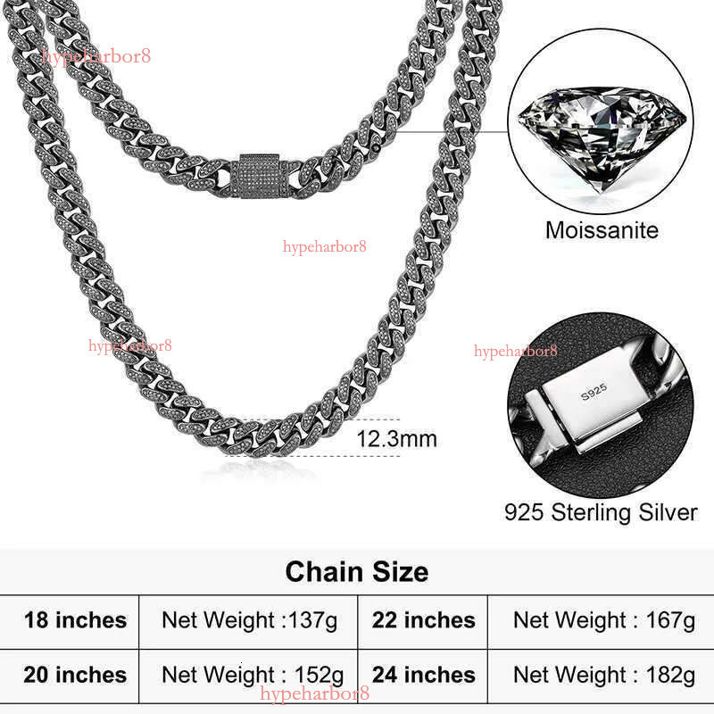 designer design pendant necklaces fresh item 12mm black vvs moissanite iced out k chain hip hop fine jewelry sterg sier dia cuban necklace
