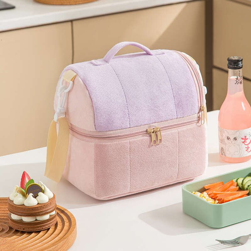 Toast bento double layered thickened insulation one shoulder convenient to carry, lunch box storage bag, large capacity picnic ice pack
