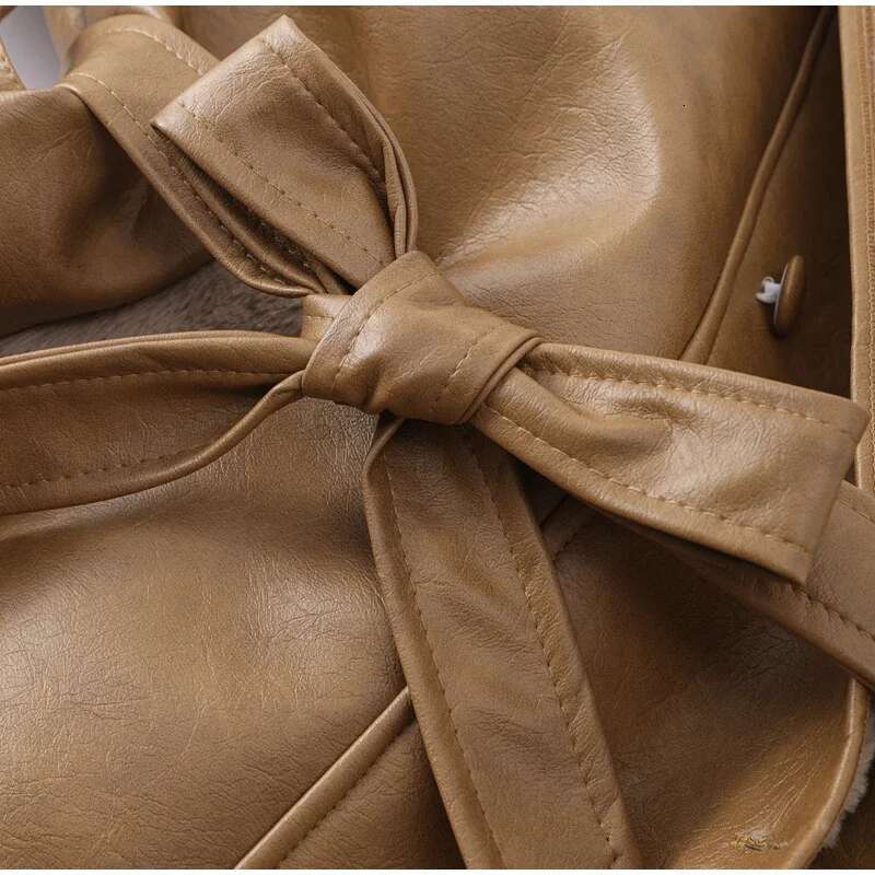 Winter Thick Plush Leather Jackets Women Office Single Breasted Turn-Down Collar Overiszed Coat Female Long Sleeve Overcoat Tops
