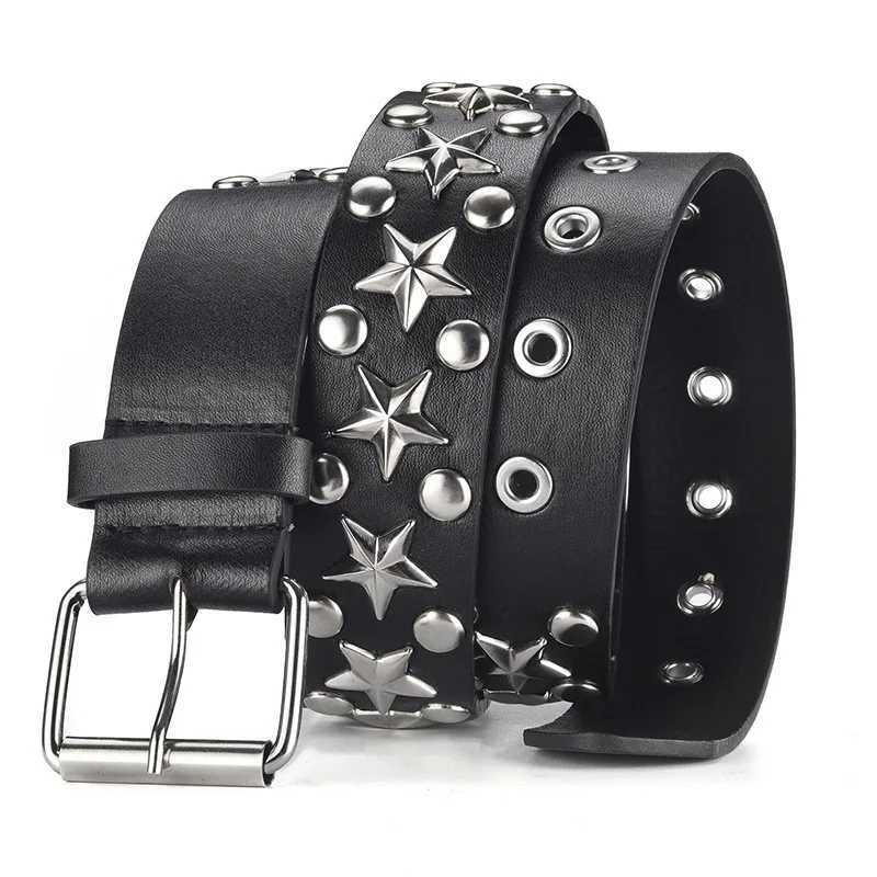 MYMC Mens and Womens Punk Belt Star Embossed Luxury Rivet Belt Casual Retro Fashion Cool Fabric Accessories W250326