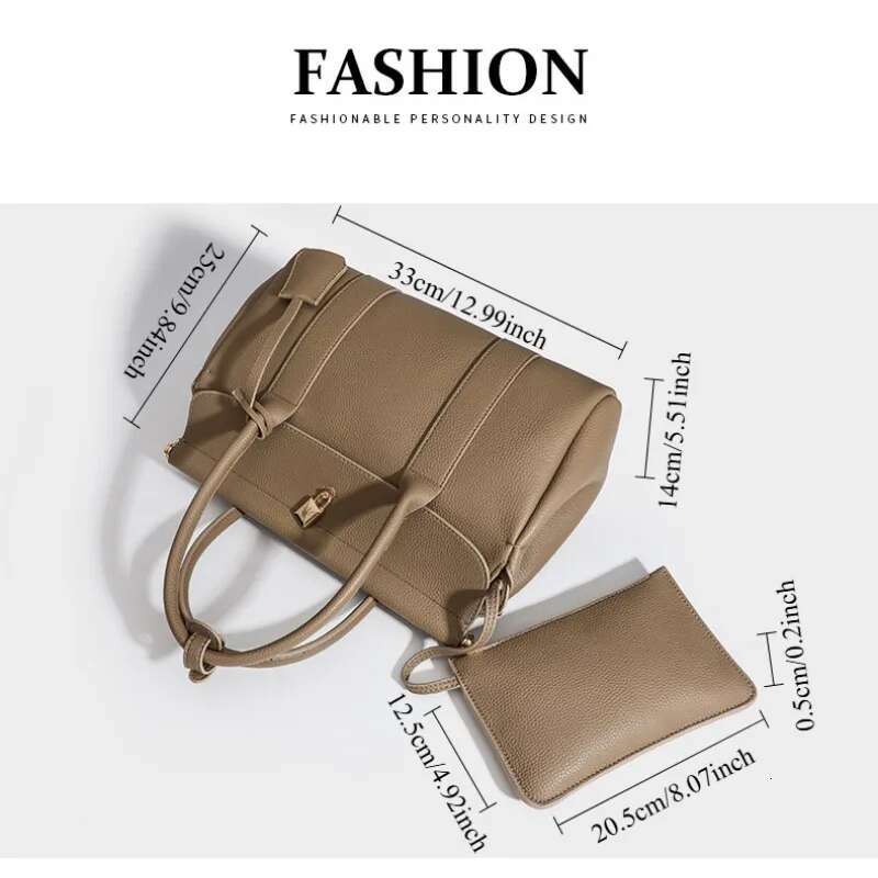 Leather Women's Fashion Handbag Matching Purse Large Capacity Multi-Functional Travel And Commute Bag