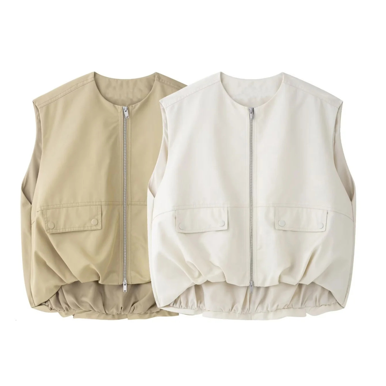 Myst Za Spring Vest Balloon Edition Loose Casual Versatile Sleeveless Tank Top Solid Color Top 250320