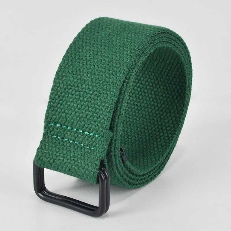 Double loop buckle mens and womens canvas waist belt workwear pants mens waist belt outdoor tactical automatic W250326