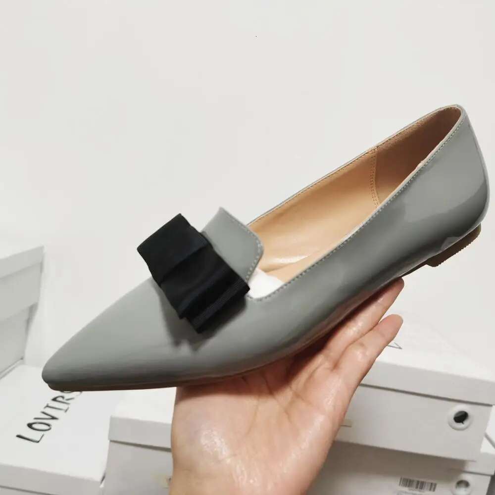 Lovirs Women Pointed Toe Bowknot Flats Patent Leather Casual Slip on Drees Flat Leisure Shoes Plus Size US5-15
