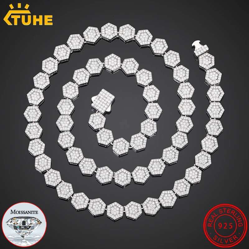 Iced Out D VVS1 Moissanite Necklace Women S925 Sterling Silver Custom Bracelets Chains for Men Hip Hop Jewelry Gifts with GRA