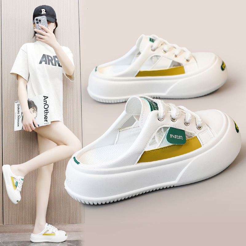 Designer Shoes New Half Slippers Women's White 2025 Summer Breathable Slimming Thick Soled Men's Board Shoes Outdoor Multi Functional Casual