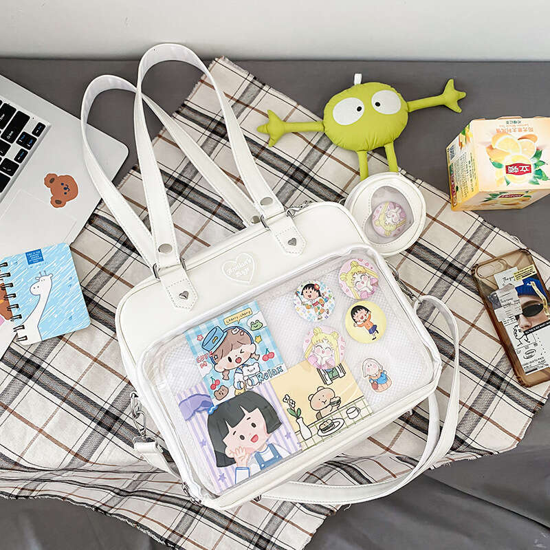 41 Cute Female Soft Girl Pain Transparent Academy Wind Tie Board JK Baby Single Shoulder Crossbody Bag