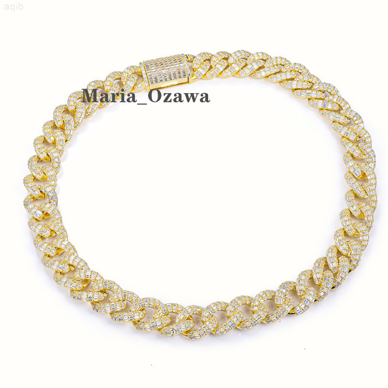 Voaino 20inch Gold Plated 925 Sterling Silver Chain Link Moissanite Cuban Chain