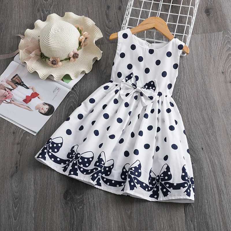 Summer girls short sleeved childrens dress polka dot dress wedding birthday Par Vestidos 3 6 7 9 12 year childrens casual clothing W250326