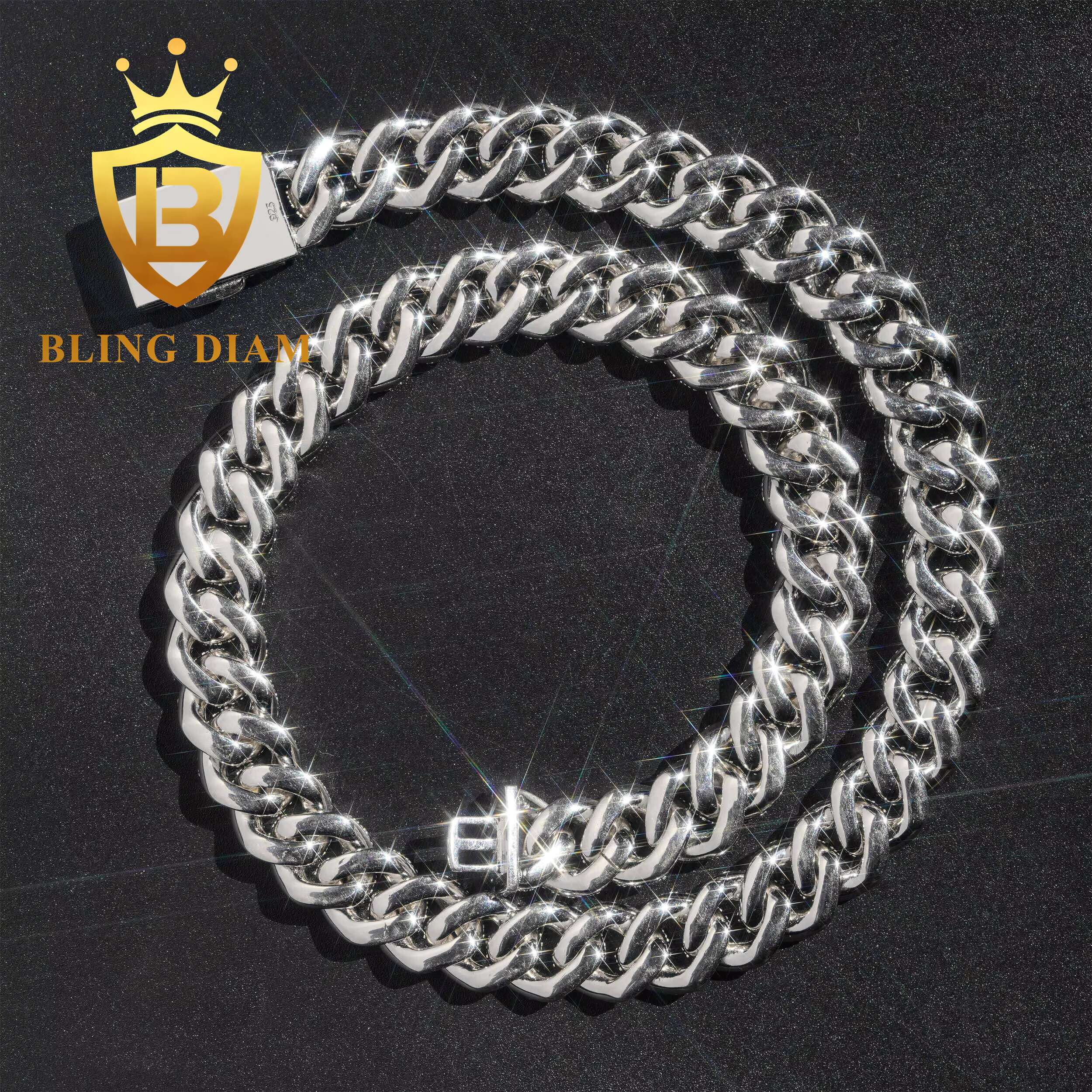 Hot Sale 12mm Moissanite Cuban Chain Necklace Iced Out Hip Hop Cuban Link Bracelet Pass Diamond Tester for Men and Women
