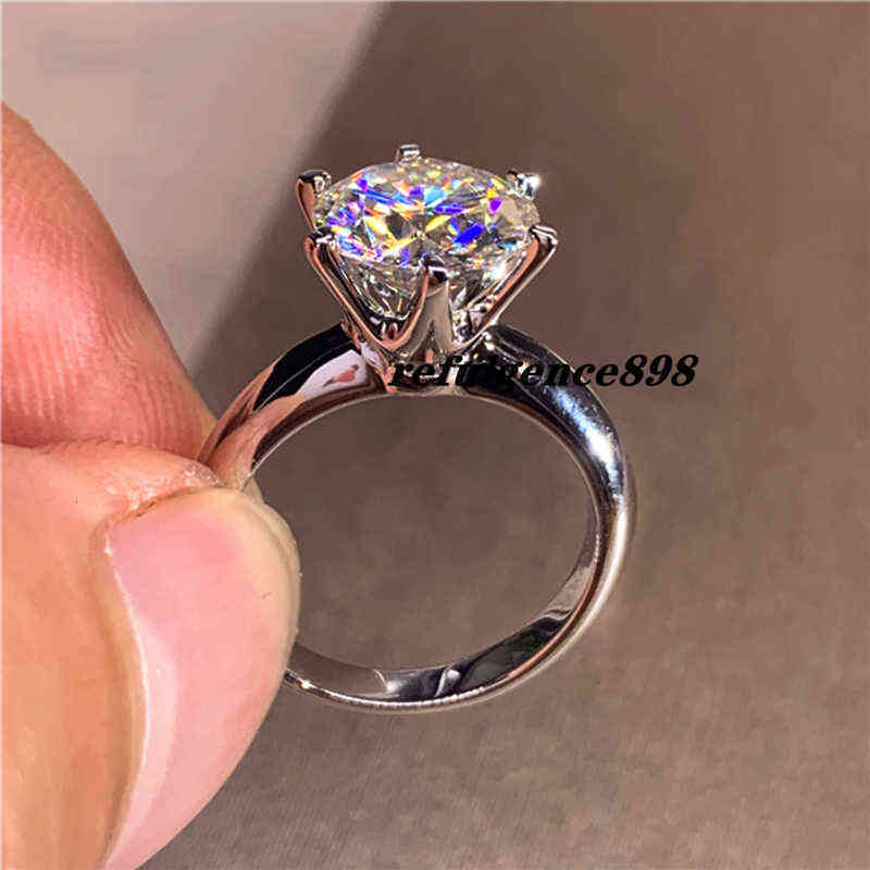 5.0ct Moissanite Engagement Ring Women 14K White Gold Plated Lab Diamond Ring Sterling Silver Wedding Rings Jewelry Box Include X220214