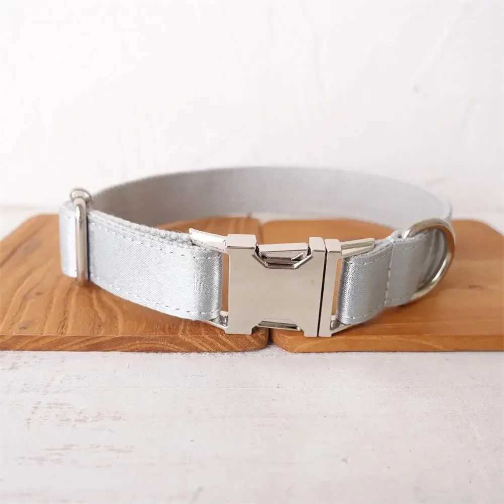 Personalized dog collar customized pet collar no engraved ID name tag pet accessories shiny silver puppy collar belt X250326