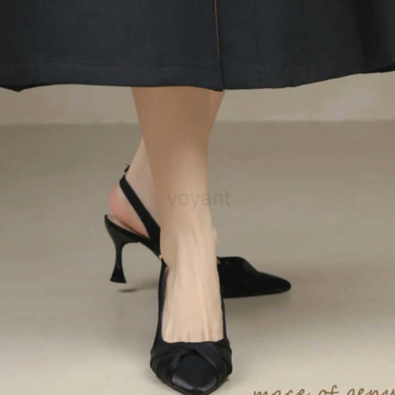 Sandals for Wen Pointed Toe Closed Summer 2024 Thin H Black Ladies Shoes Stiletto Footwear Par Weddings on Offer Vintage Z250326