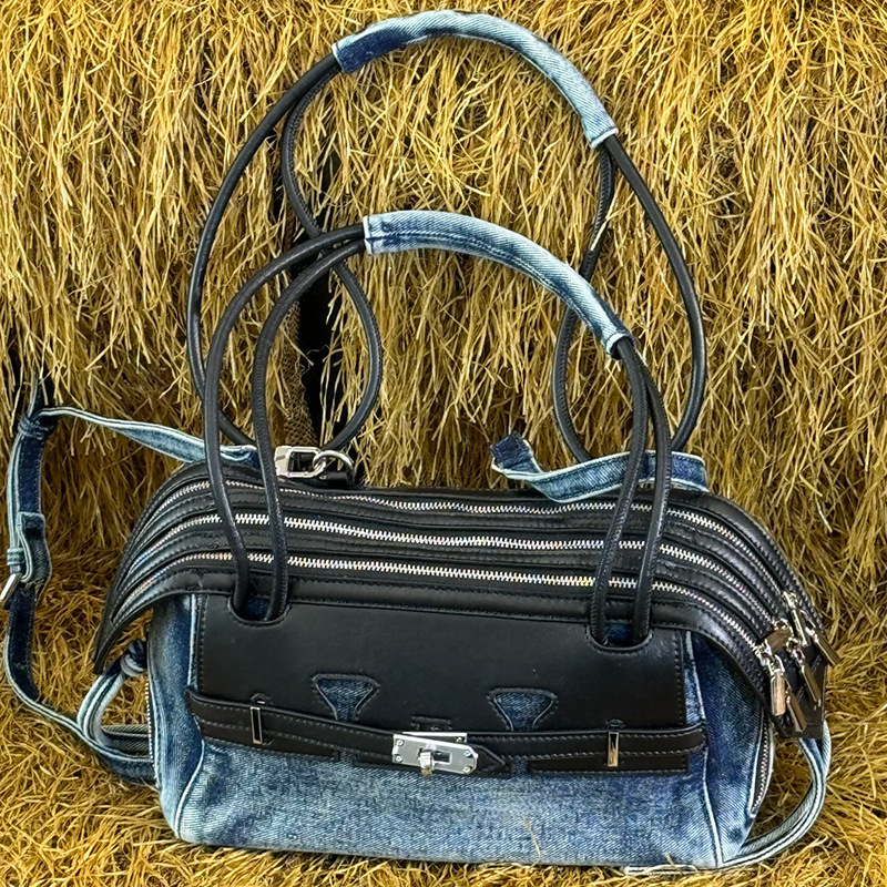 2025 Spring/Summer New Fashionable Versatile Belt Buckle Tote Motorcycle Spicy Girl Matte Suede Women's Bag