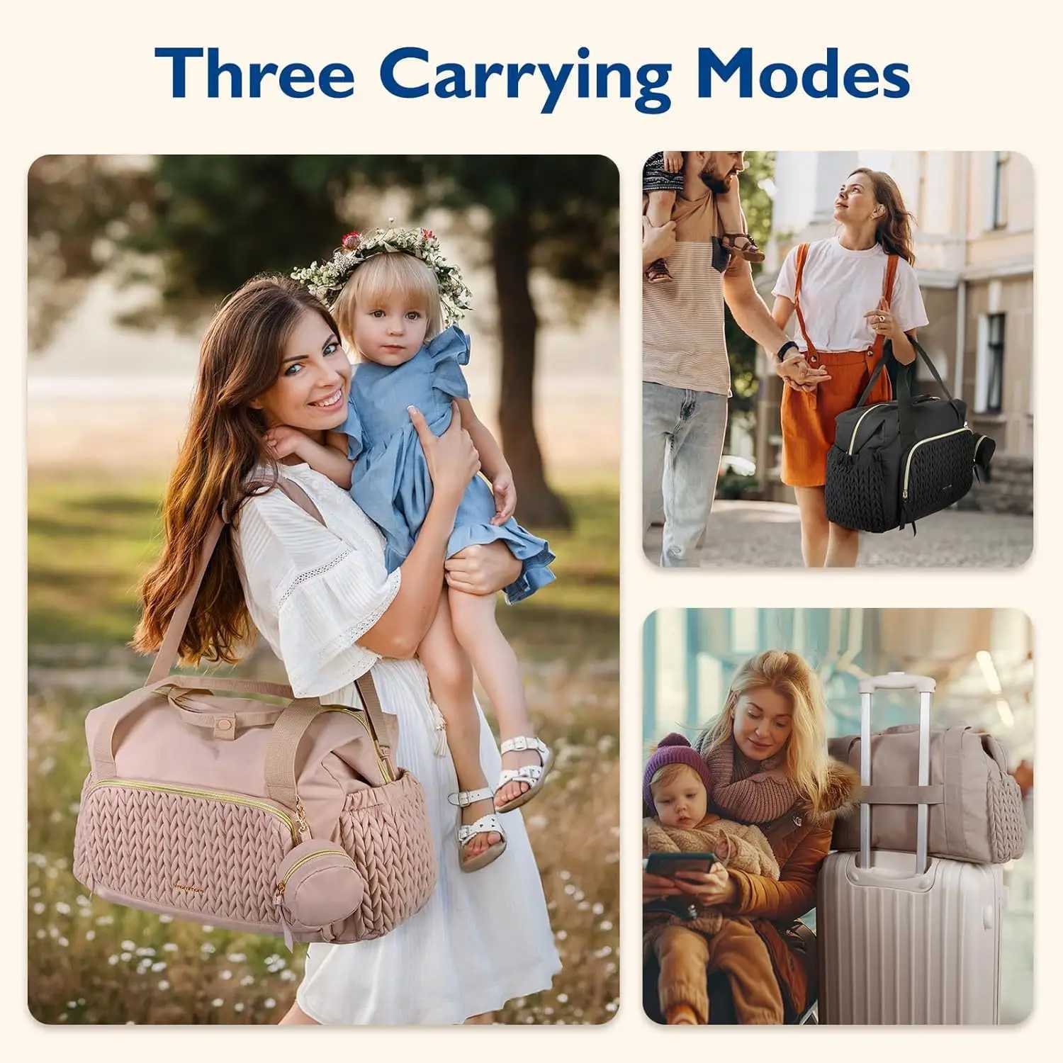 Diaper Bag Tote Large Diaper Bags Waterproof Hospital Bag for Labor Delivery Baby Bag with Pacifier CaseTravel Diaper ToteC250326