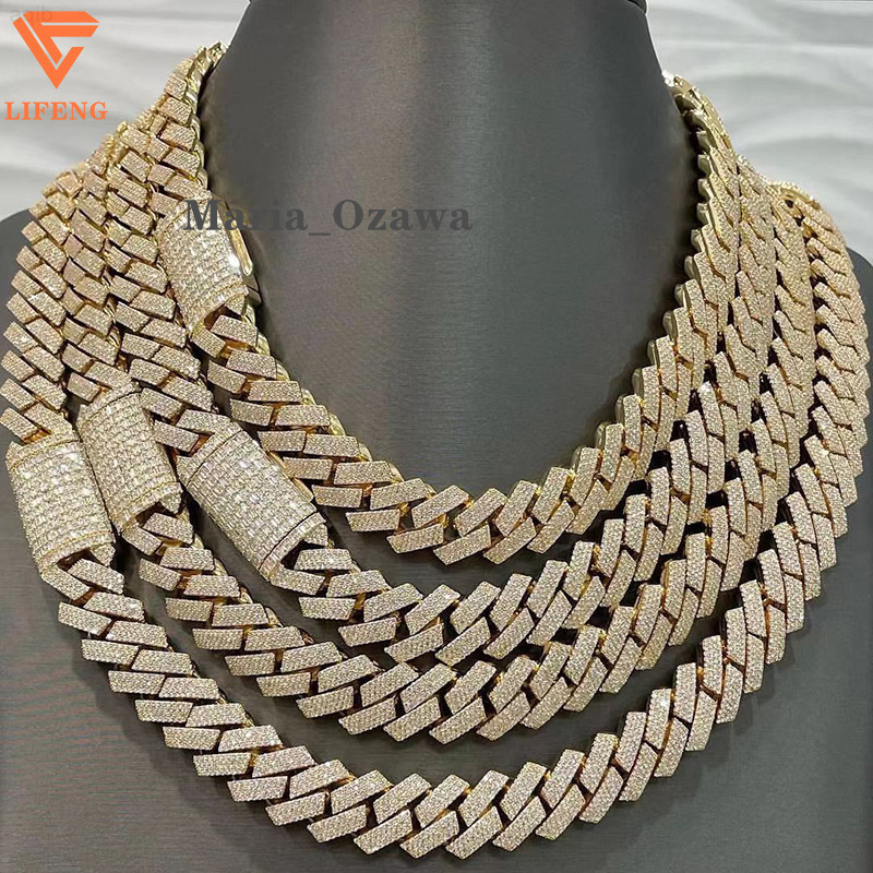 Lifeng Jewelry Accept Customized Hip Hop Bling Vvs Moissanite Cuban Chain Necklace Iced Out Diamond Cuban Chain