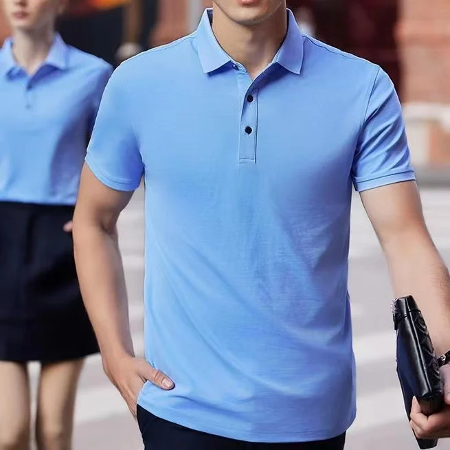 Mens Polo Shirt Mesh Breathable Collar Casual Top Tshirt Summer Fashion Business Short Sleeve Plain 250326