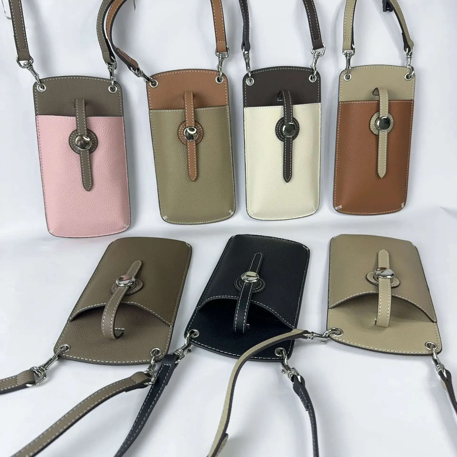 Genuine Leather Drawstring Phone Vertical Single Shoulder Crossbody Trendy Card Bag, Mini Purses And Handbags