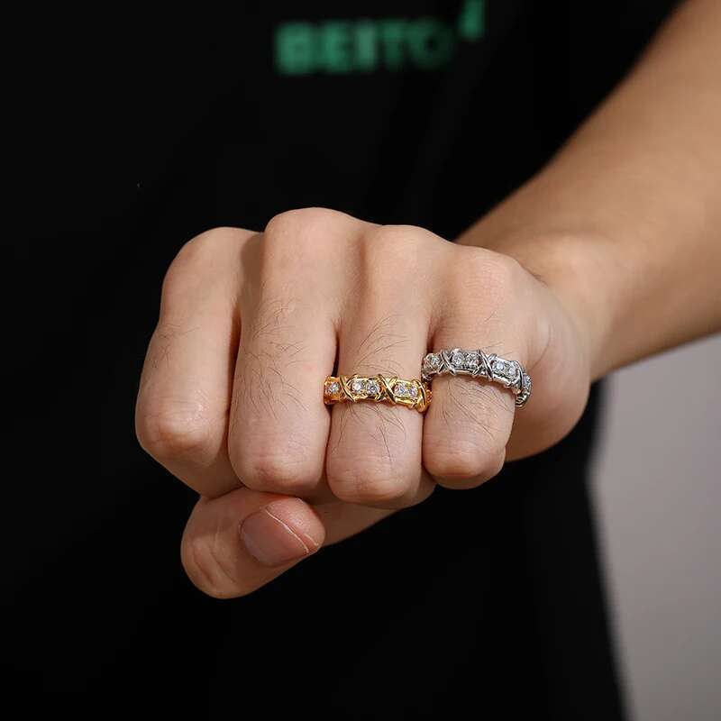 High Quality Full Moissanite Ring with Certificate Silver 925 Rings for Men Classic Jewelry Anniversary Gifts