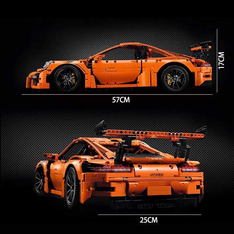 Technical Series 911 GT3 RS Orange Supercar Model Compatible with Building Blocks Toys Childrens Christmas and Birthday GiftsXJ250326