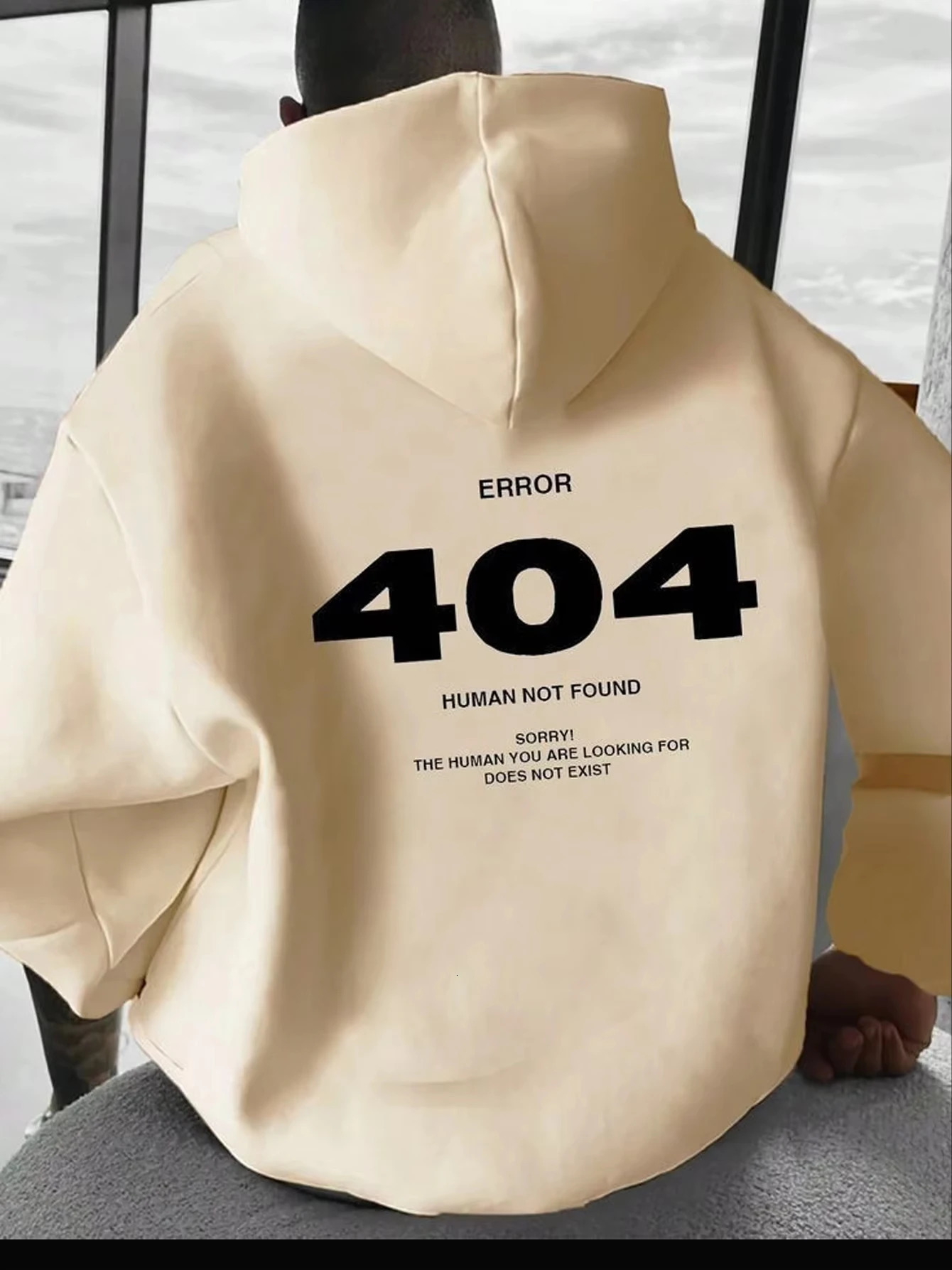 Harajuku mens hip-hop latte hoodie 404 graphic casual sportswear mens oversized cotton hoodie mens clothing. 250324