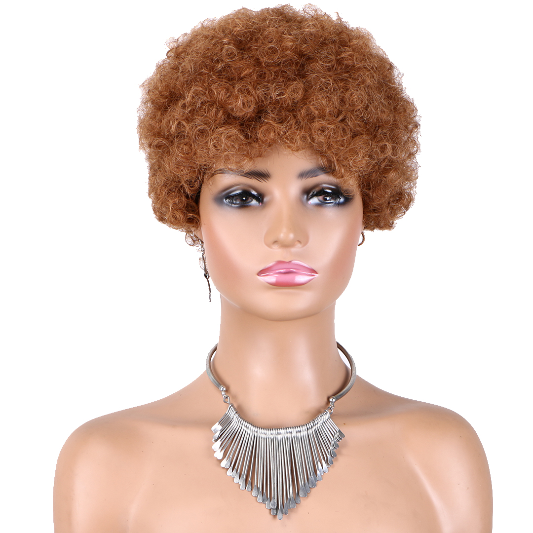 High-Quality 6-inch Afro Wig - Premium Machine-Made Human Hair with Trendy Design and Multiple Color Options