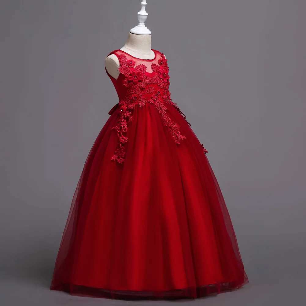 4-15 year old girls dresses lace flower ball dresses girls long dresses wedding dances Par dresses teenage girls clothing W250326