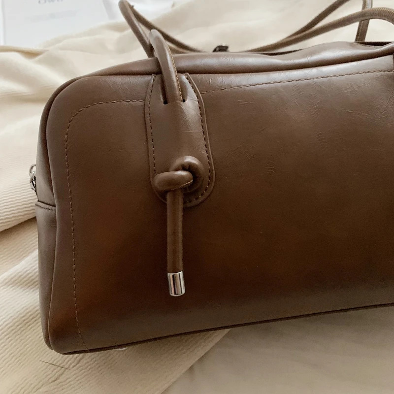 MOODS Retro Womens Shoulder Bag Solid Color Large Capacity Mini Boston Shopping Handbag Latest 250320