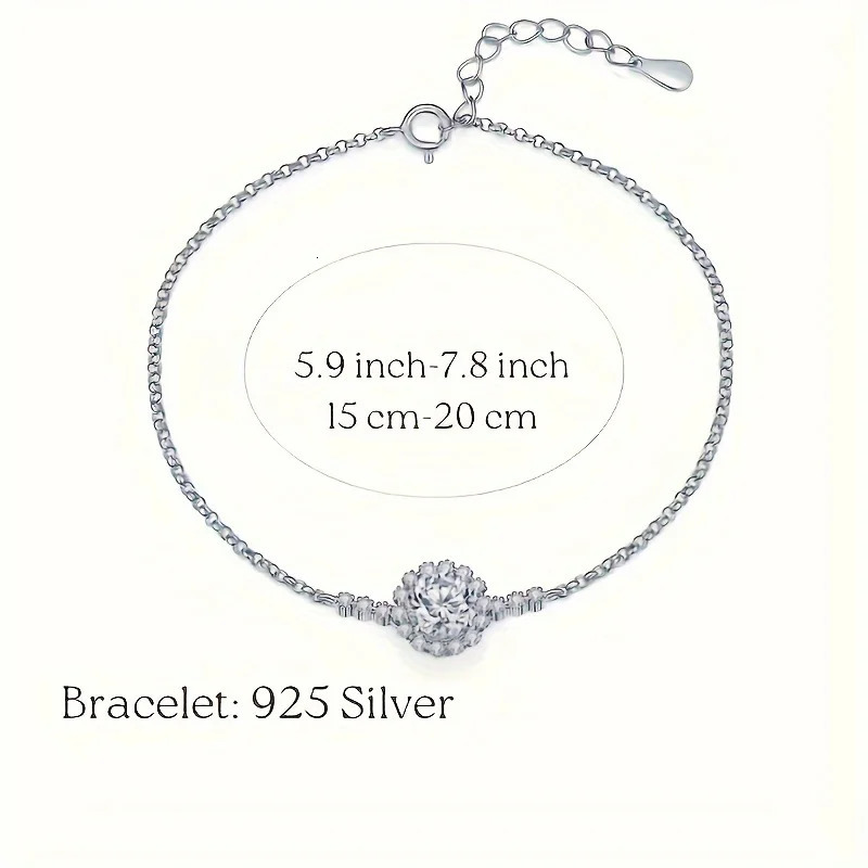 bracelet 925 sterling silver linked bracelet suitable for women round Brilliant Minimalist jewelry 250326