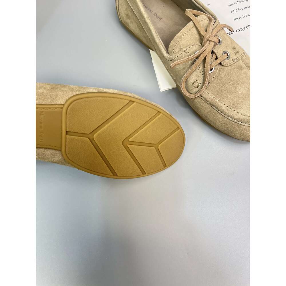 Casual Lady Sneakers Vintage Versatile Camel Top-Grain Cowhide Suede ALL-Match Comfortable Lace-Up Loafers For Spring And Autumn
