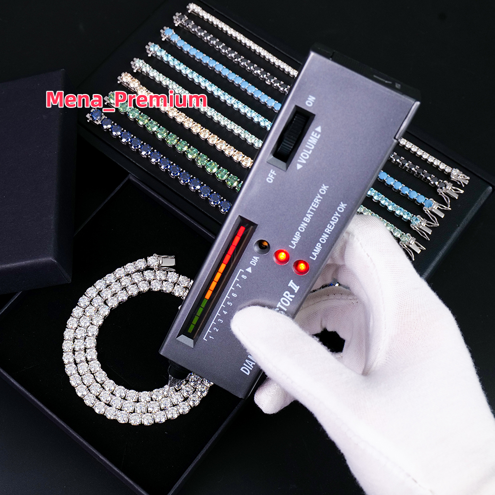 Custom 925 Silver Gra Certified Mossanite Moissanite Tennis Chain Necklace 2-6mm Diamond Tester Wholesale Hiphop Jewelry