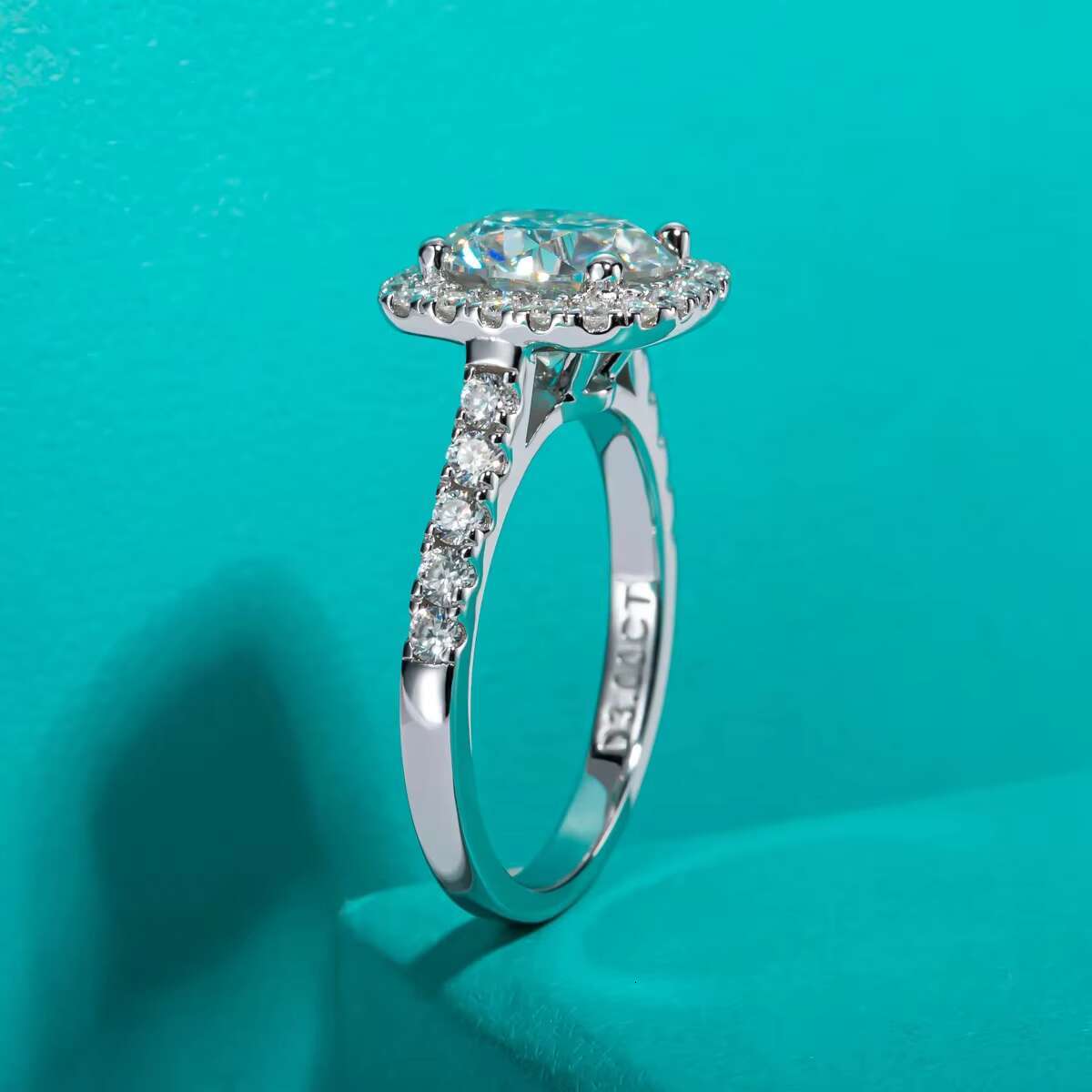 3CT Round Cut D Color Moissanite Halo Ring - 925 Sterling Silver Engagement Jewelry for Women