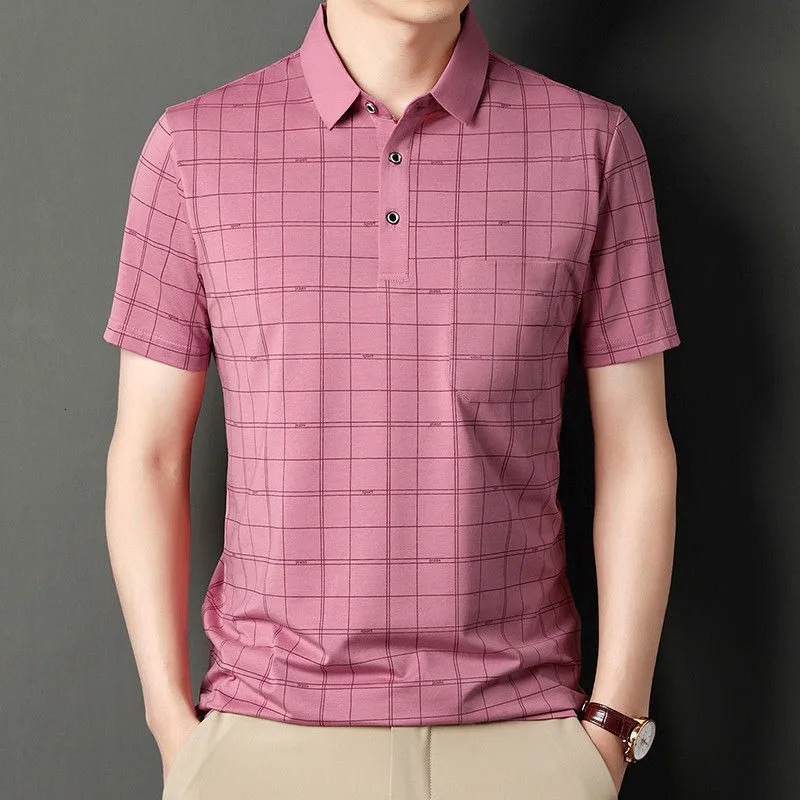 Business and leisure mens smooth polo shirt street clothing summer style short sleeved fashion casual version basic top 250326
