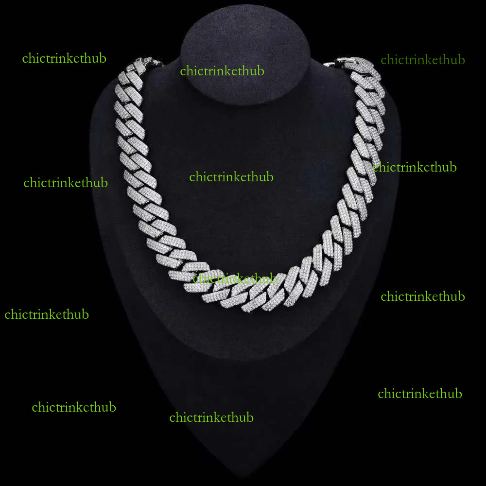 Bracelet Necklace Rhodium Plated VVS D Color Moissanite Cuban k Chain S Sterg Sier 6mm 8mm 10mm 12mm 14mm