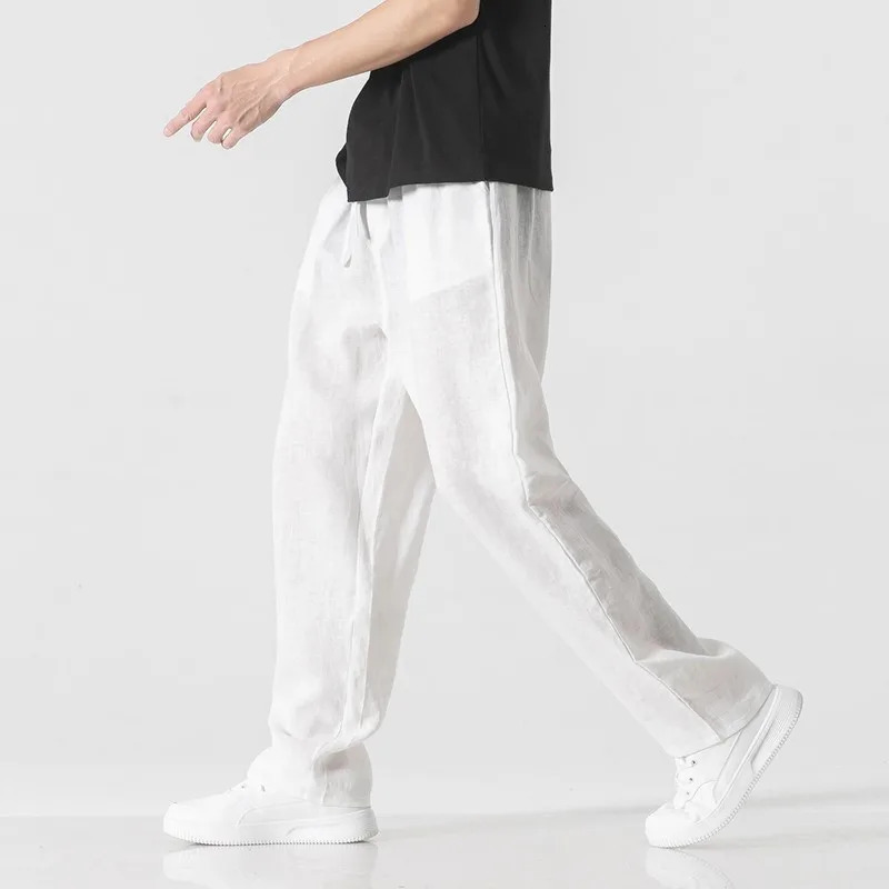 2024 Korean Folding Solid Color Mens Casual Long Style Classic Four Seasons Straight Wide Leg Pants Light Blue Grey Black 5XL 250326
