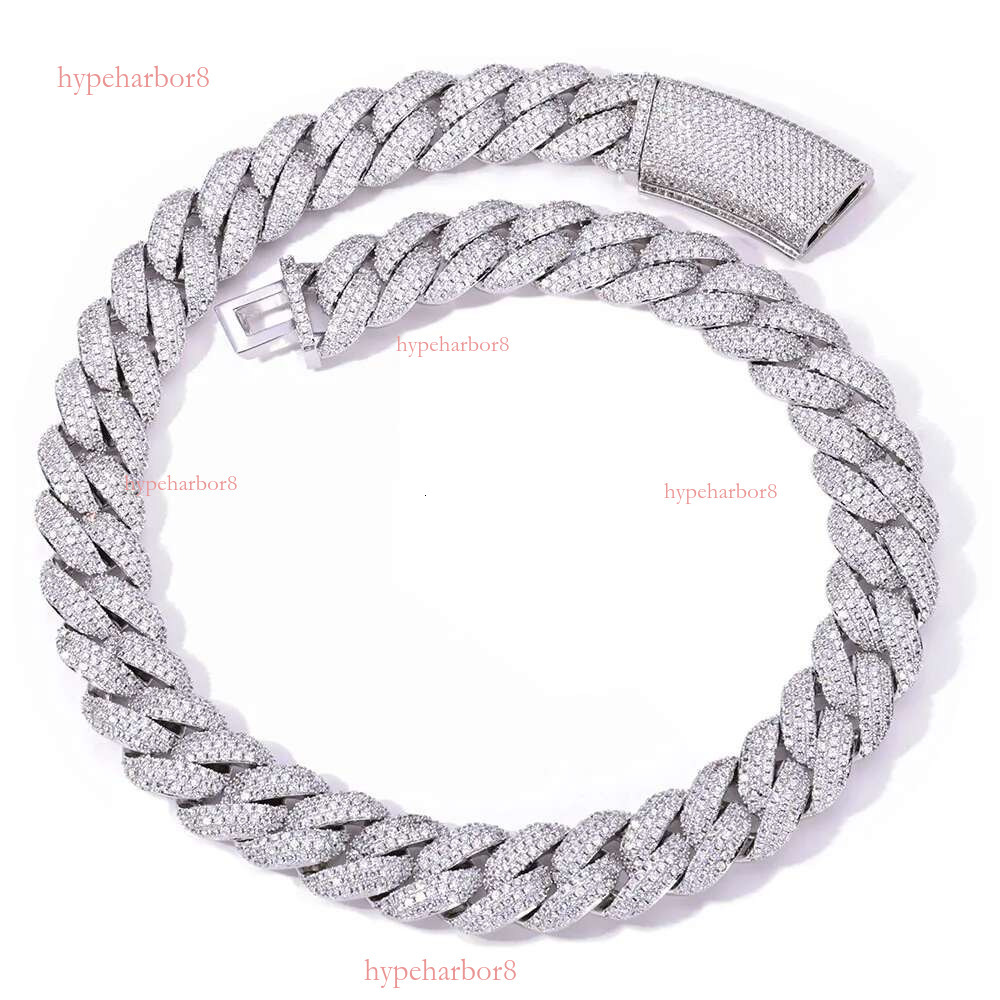 moissanite chain cuban k chains necklace 20mm stainless steel plated gold sier width 3 row iced out hop hip jewelry necklaces bracelet free shipping