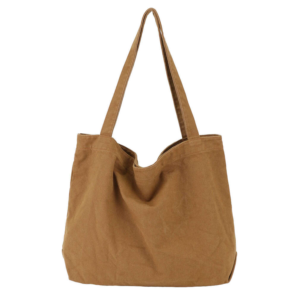 Korean version simple and large capacity canvas net red, lightweight solid color single shoulder women's casual shopping bag, handbag