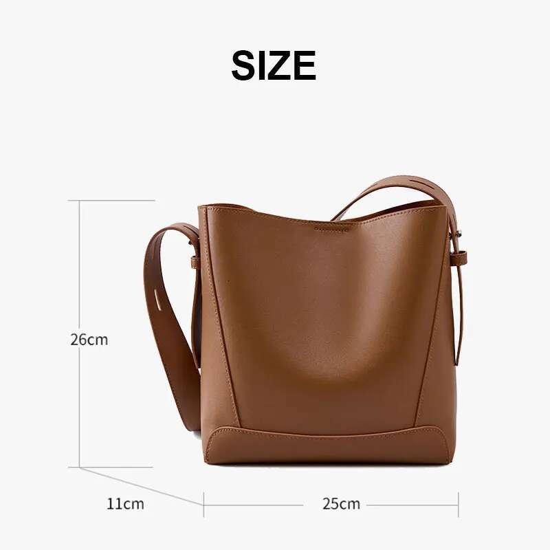 Cowhide Women's Shoulder Bag Fashion Trend Designer Bucket Large Capacity Genuine Leather Women Crossbody Bags