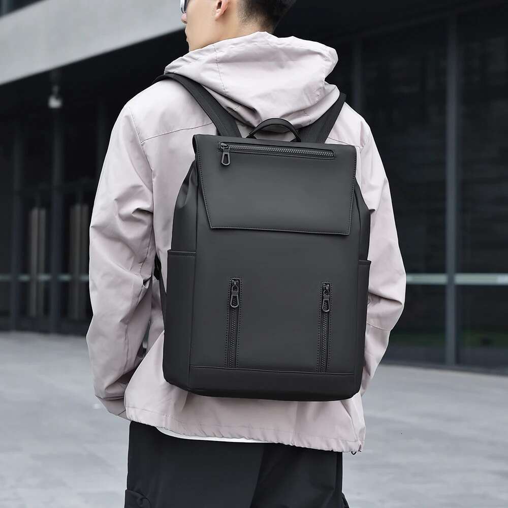 Olive Green Men's Utility Backpack With Multiple Zippers, Perfect For Commuting And Travel, Spacious & Durable