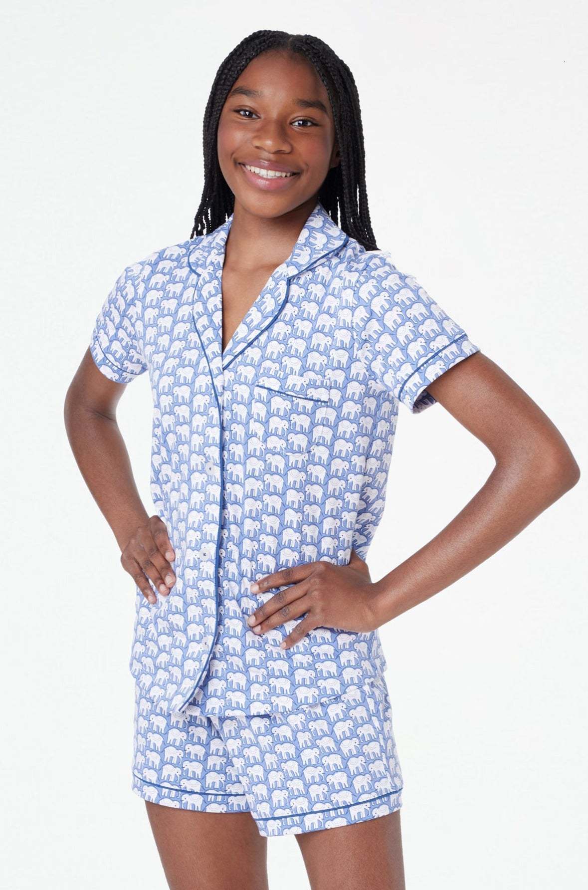 Women's 2025 New Fashionable Casual Pajama Shorts Short Sleeve Set Printed Home Clothes