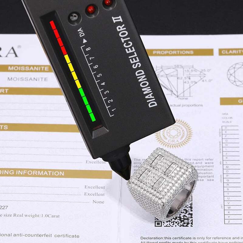 Fine Jewelry Full Diamond Pave Setting VVS1 With Certificate Moissanite Rings For S925 Silver Men Hip Hop Jewelry