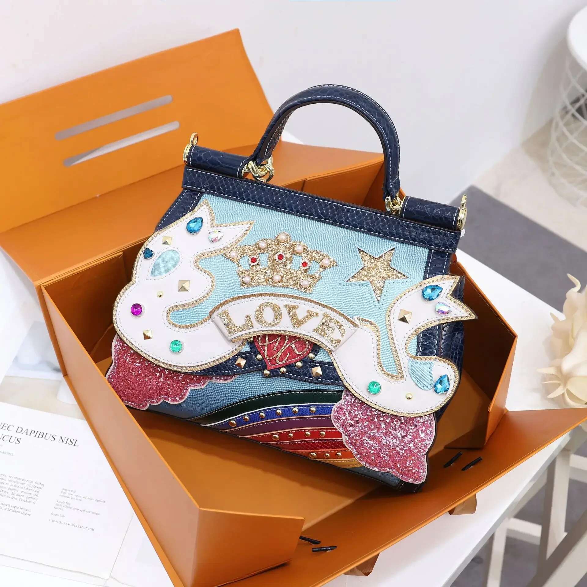 Classic Frame Appliques Serpentine Leather Shoulder Bag 3D Decoration Crossbody Bags For Women Bolsa Feminina