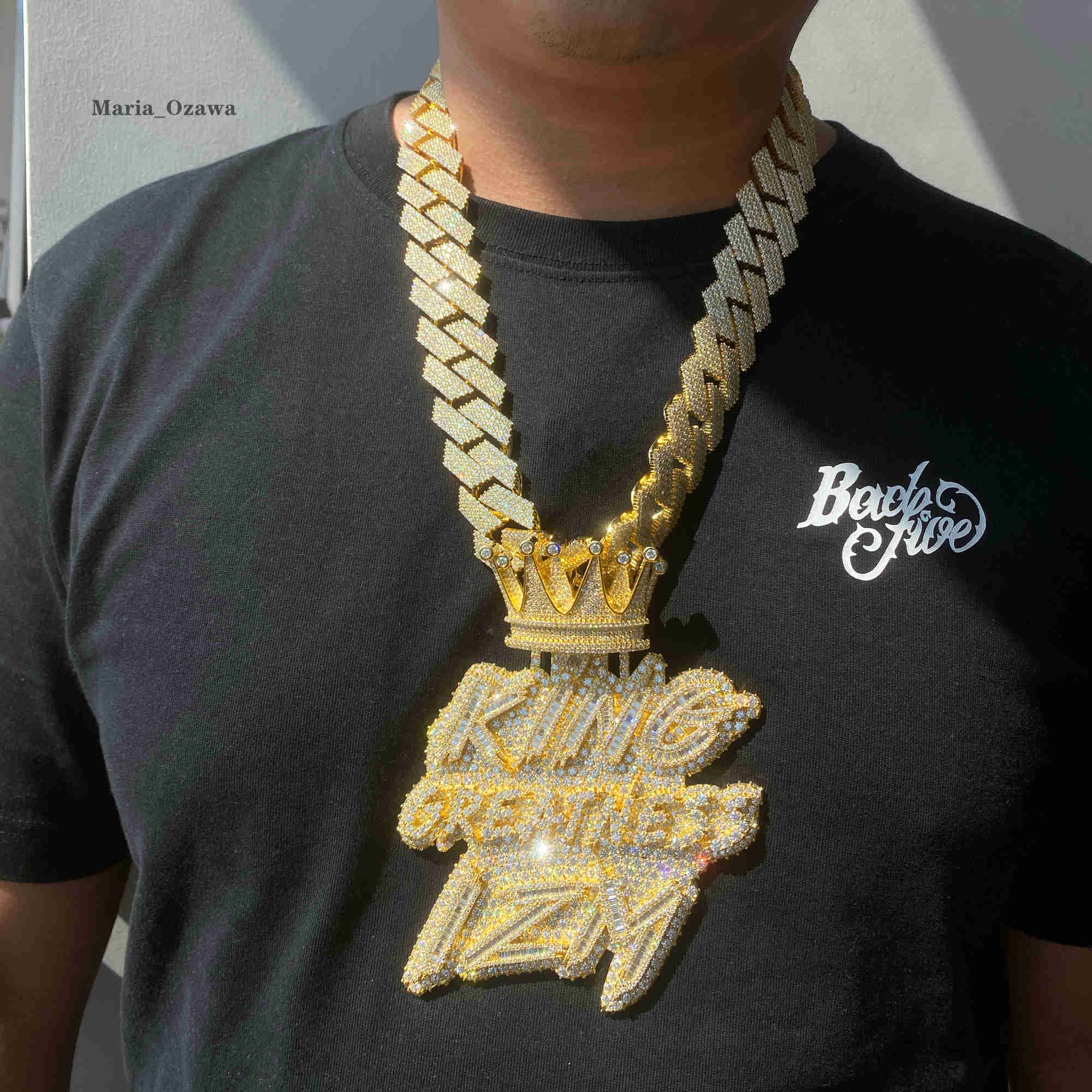 Iced Out Hip Hop Jewelry Vvs Moissanite Diamond Custom Letter Pendant Cuban Chain Necklace