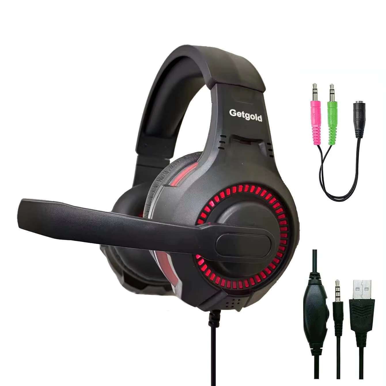 884B wired earbuds with 1-color LED lights for gaming earphones and gamers