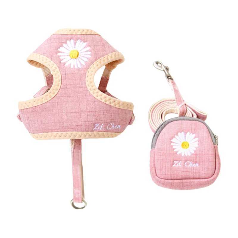 Pet dog harness vest with snack bag adjustable small dog and cat harness set suitable for small dogs Chihuahua daisy vest 10A X250326