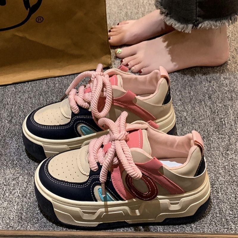 Designer Shoes 2025 European And American Popular Spring New Style Thick Sole Height Increasing Women's Outdoor Trend Casual Board Shoes White Sh