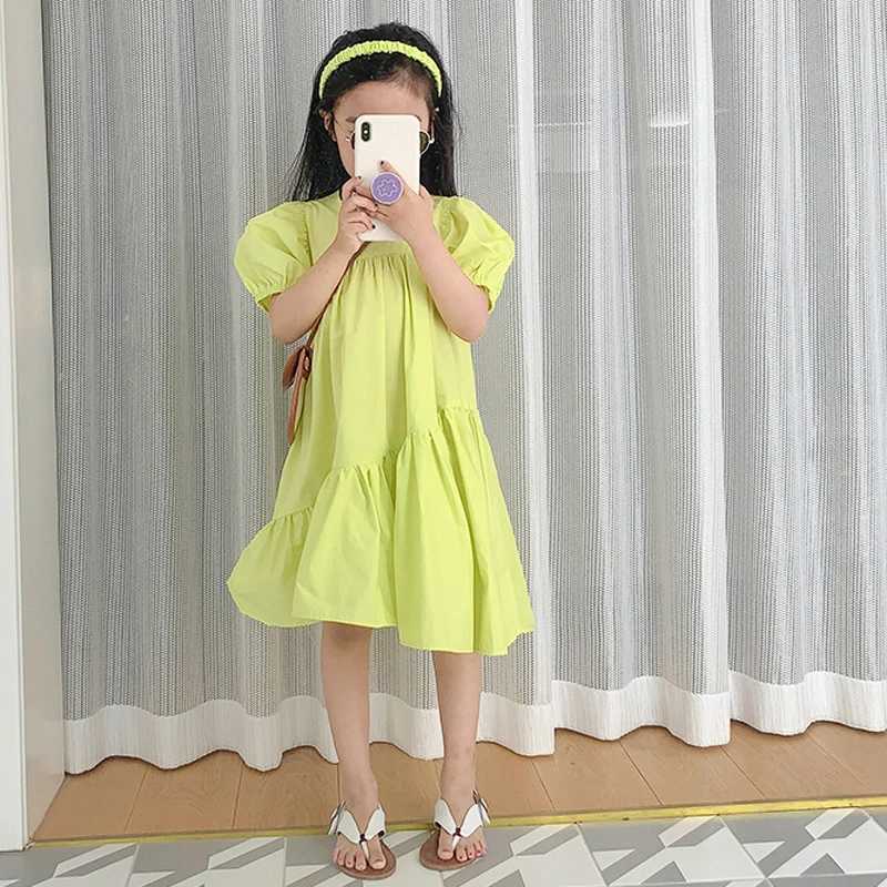 Baby girl summer dress new patchwork short sleeved irregular dress with large hem princess dress fashionable childrens clothing W250326
