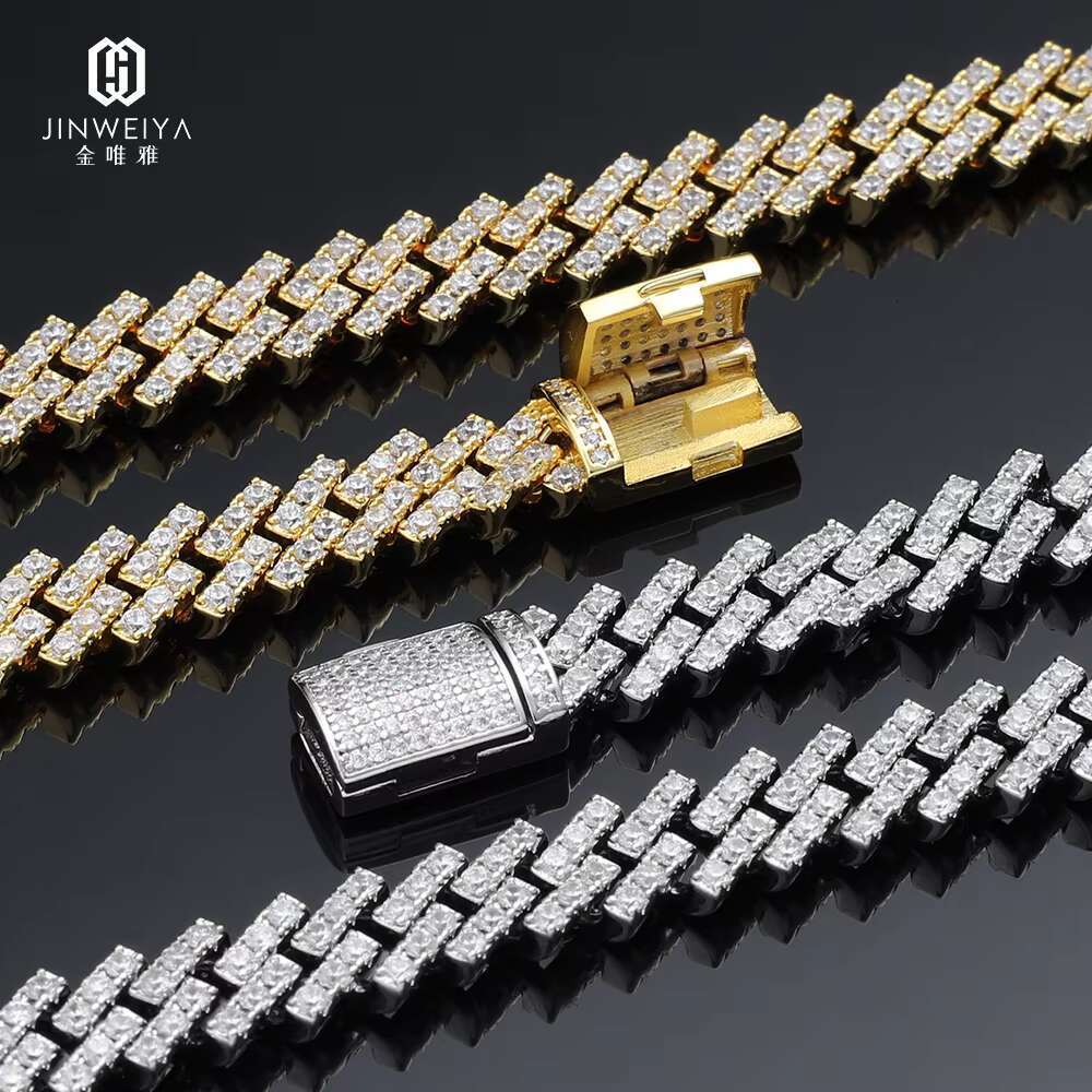 Wholesale Custom Design S925 Silver Moissanite Necklace Trendy Hiphop Cuban Chain in Gold/Silver Plating for Bulk Orders
