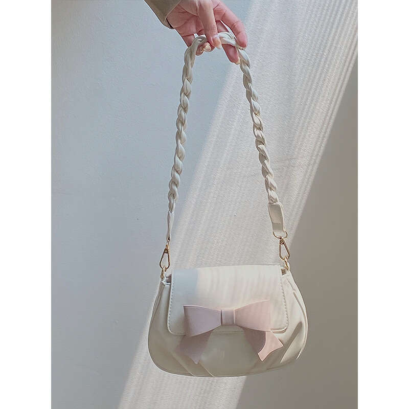 Summer Fresh, Sweet, Cute Butterfly Machine Small Round Popular Folded Cloud Soft One Shoulder Crossbody Bag for Women